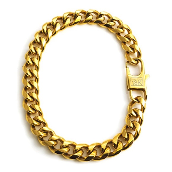 Mens "Marc" Real 18K Gold Plated Cuban Bracelet - Picture 1 of 5